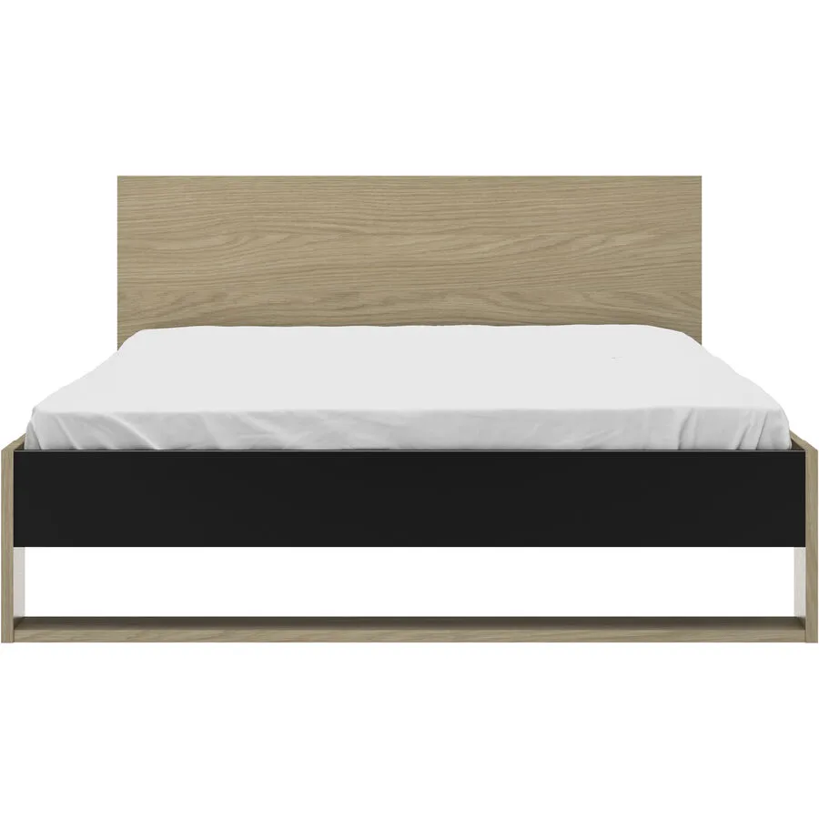 Bett Natty schwarz/Eiche Holzwerkstoff 140 x 200 cm