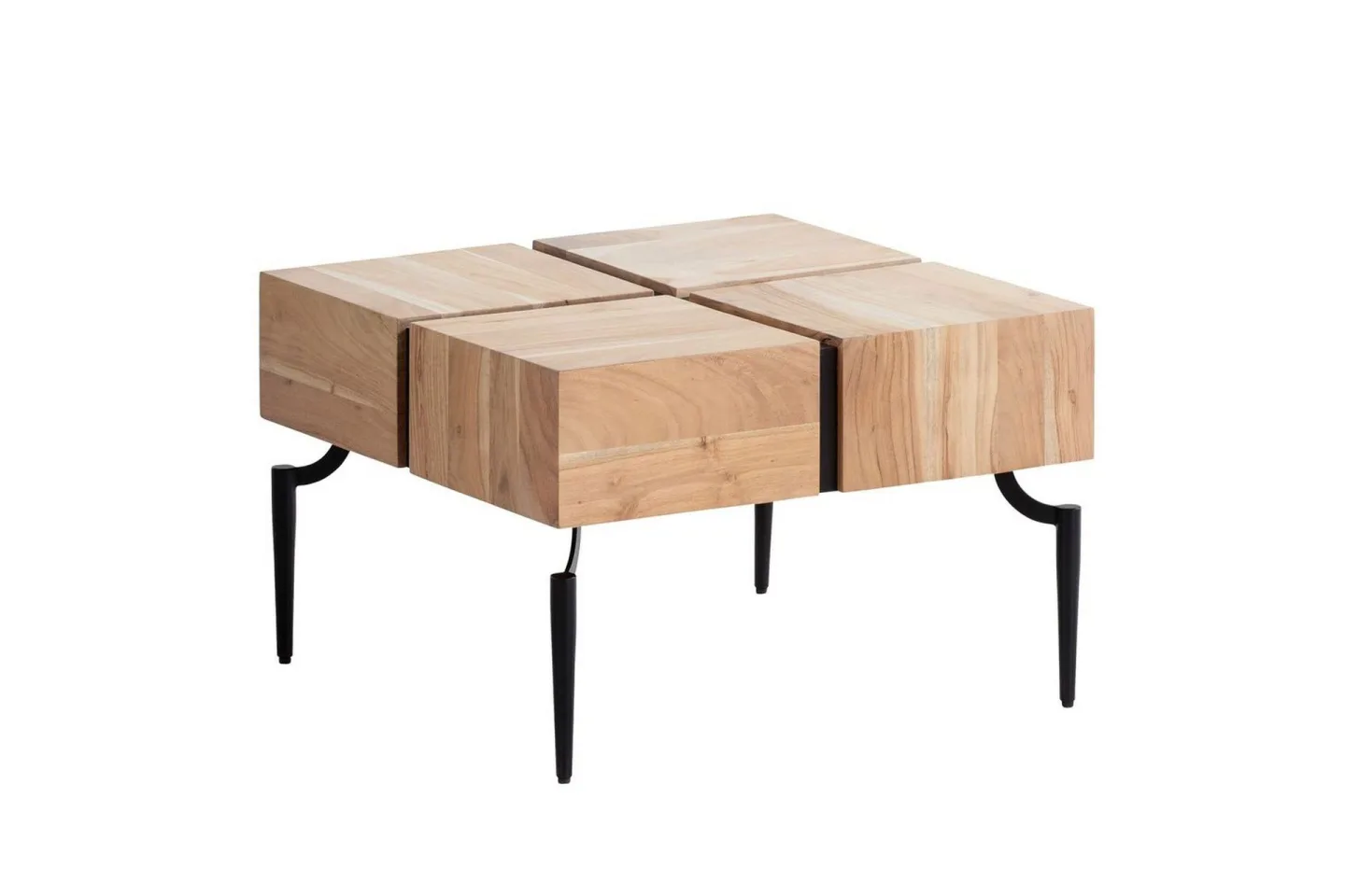 Soffbord Wohnling massivt trä 60 cm kub, fyrkantig, modern stil ljusbrun - ljusbrun
