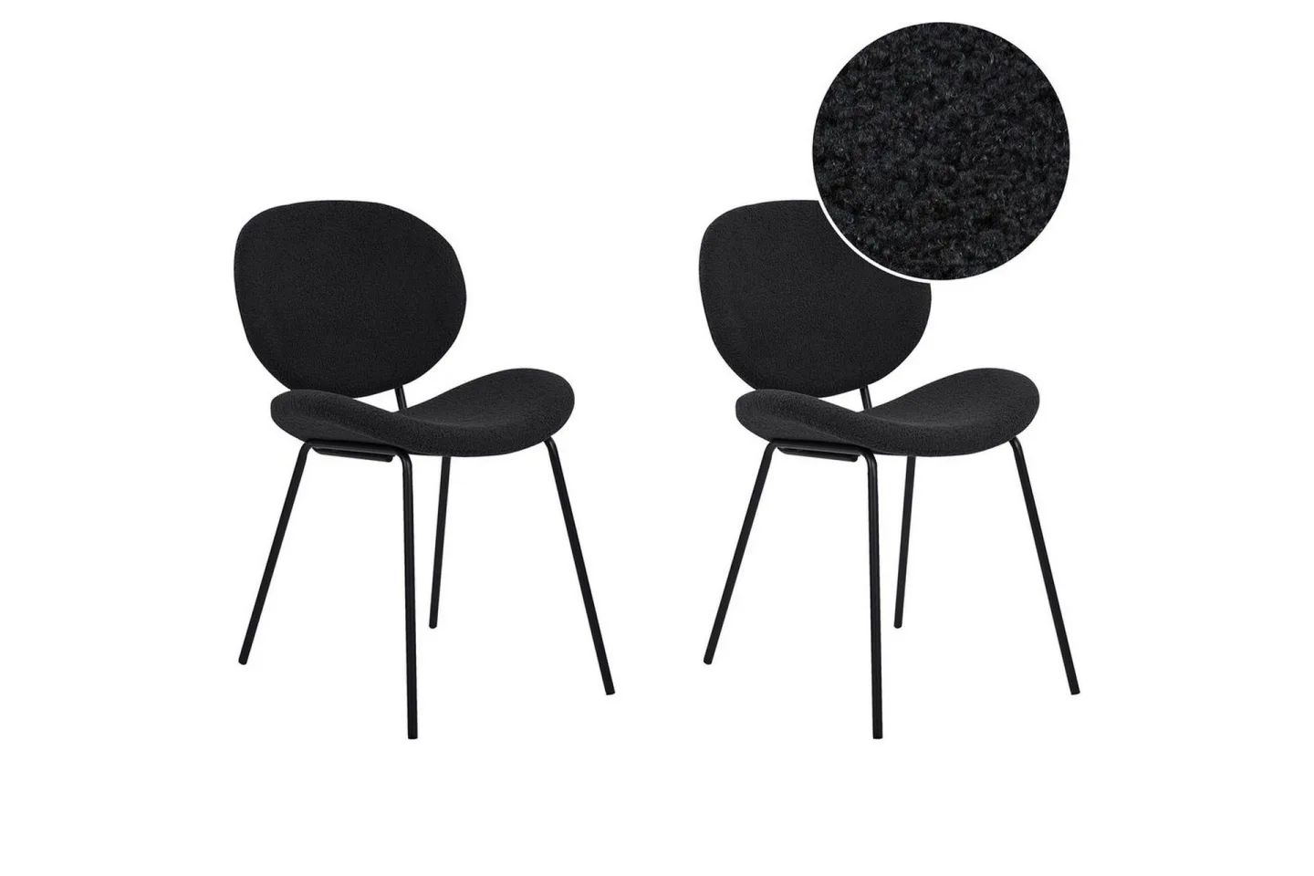 Set med 2 matstolar Luana - Svart/Bouclé
