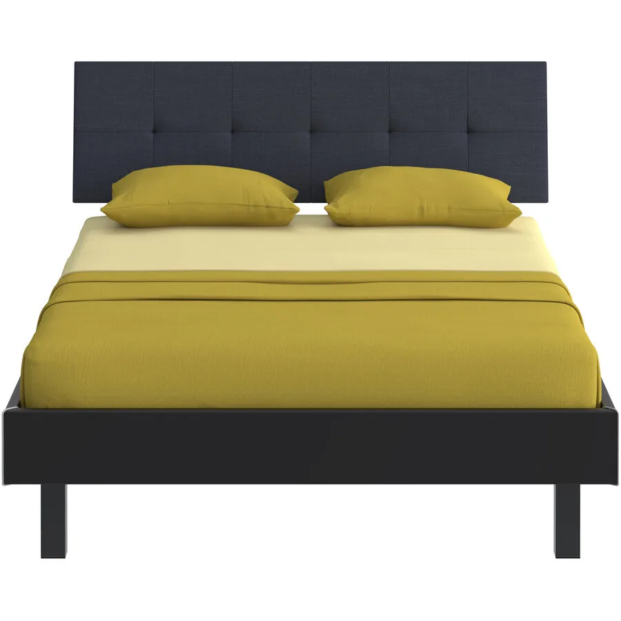 Modular Bett Livorno Schwarz MDF, Stoff, Metall 120 x 200 cm