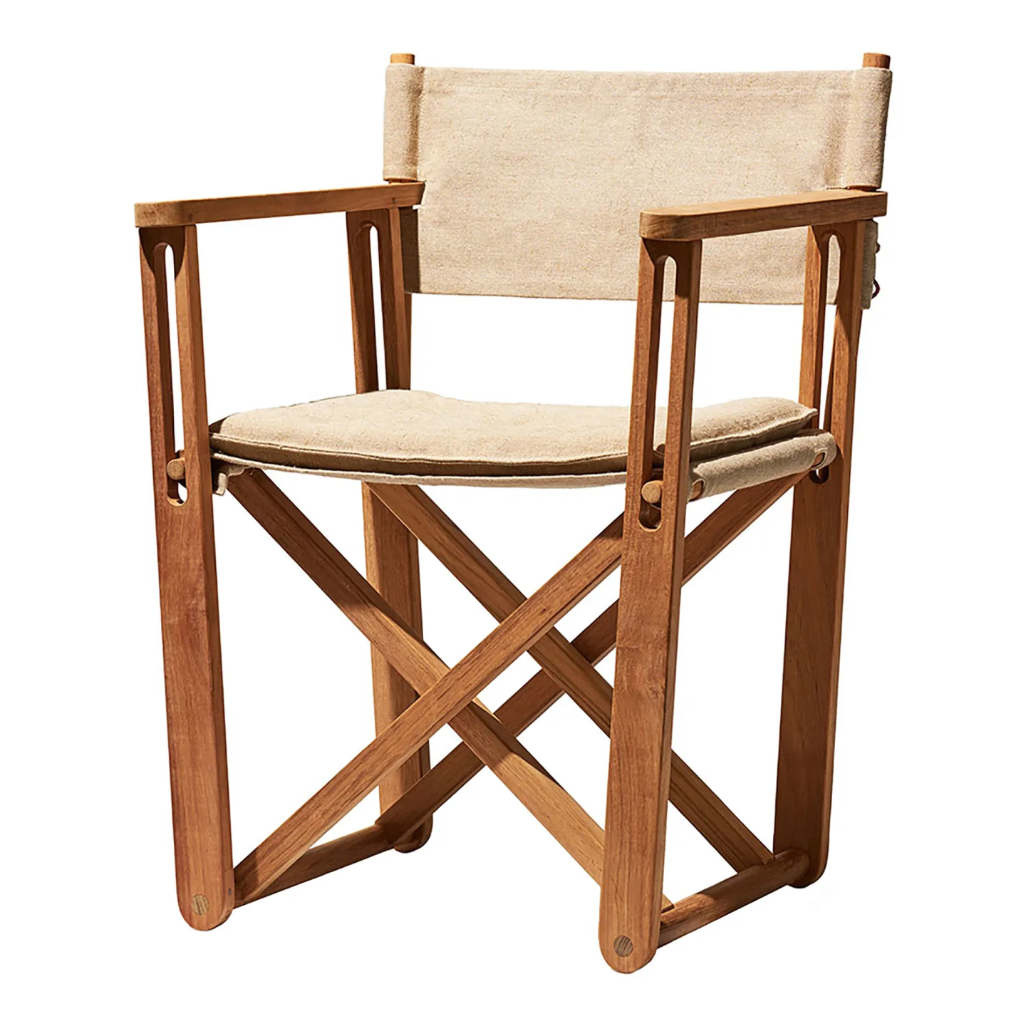 Skargaarden - Kryss Lounge Chair, Teak, Natural Canvas Fabric (Indoor Use) - Fåtöljer utomhus - Björn Hultén - Beige - Trä/Textilmaterial