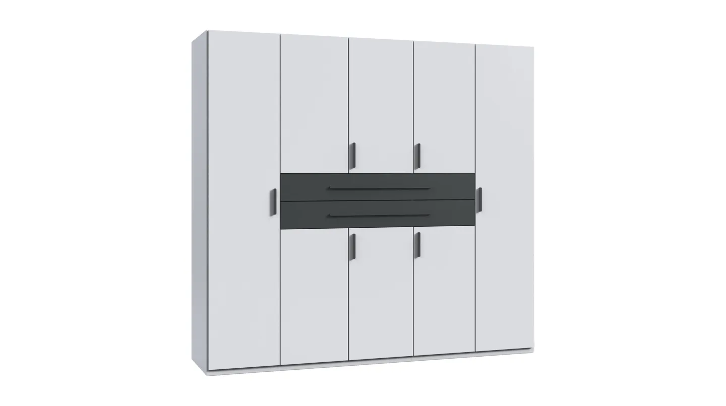 Kleiderschrank weiß anthrazit 225 cm 8-türig - DIGIT