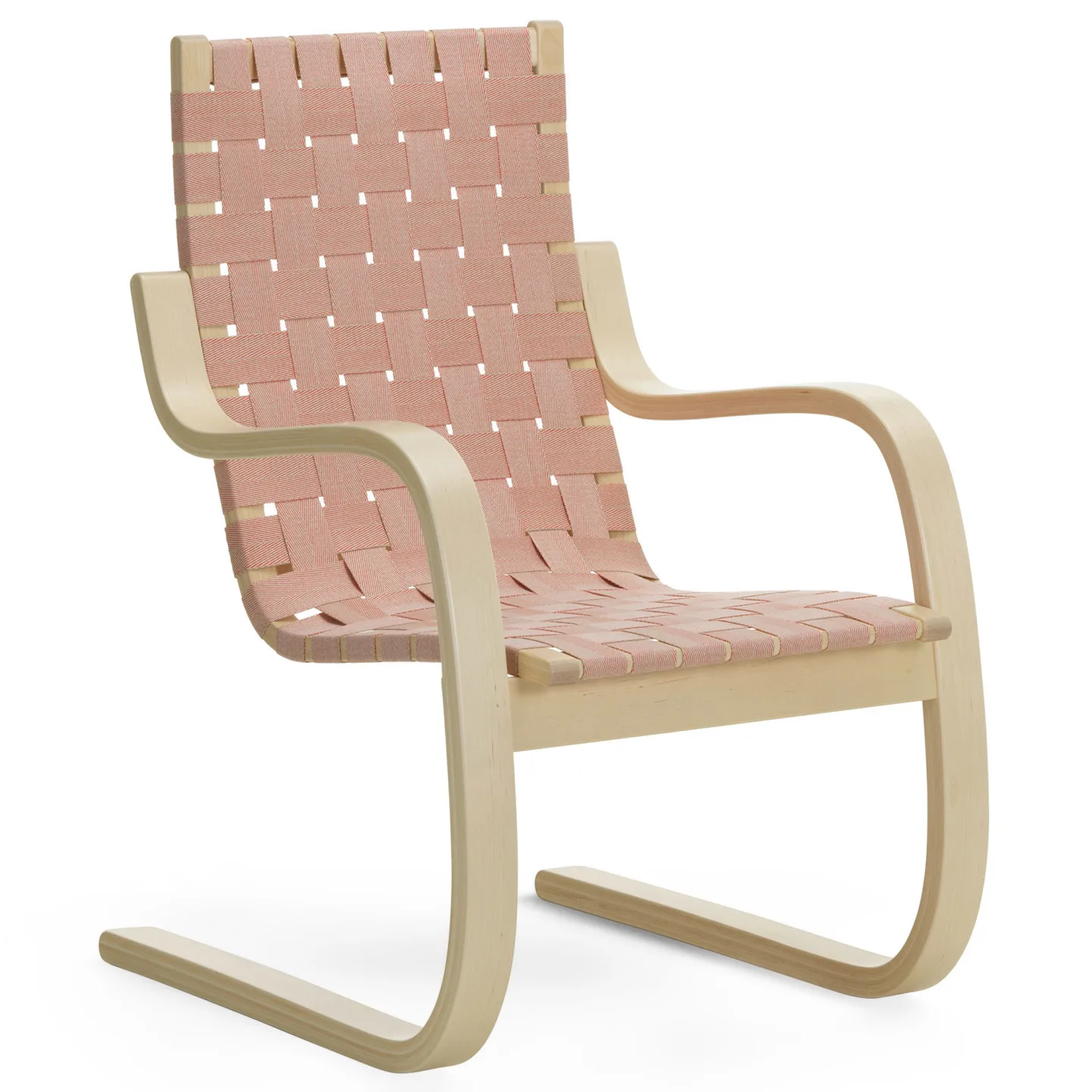 Artek - Armchair 406 Natural Red - Fåtöljer - Alvar Aalto - Rosa - Trä/Textilmaterial
