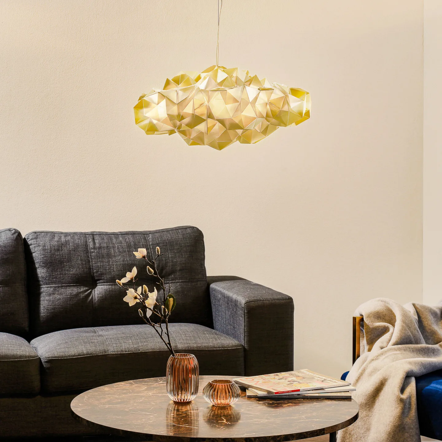 Drusa Pendel Gylden - SLAMP - Stue - Design - Plastik - Med én lyskilde