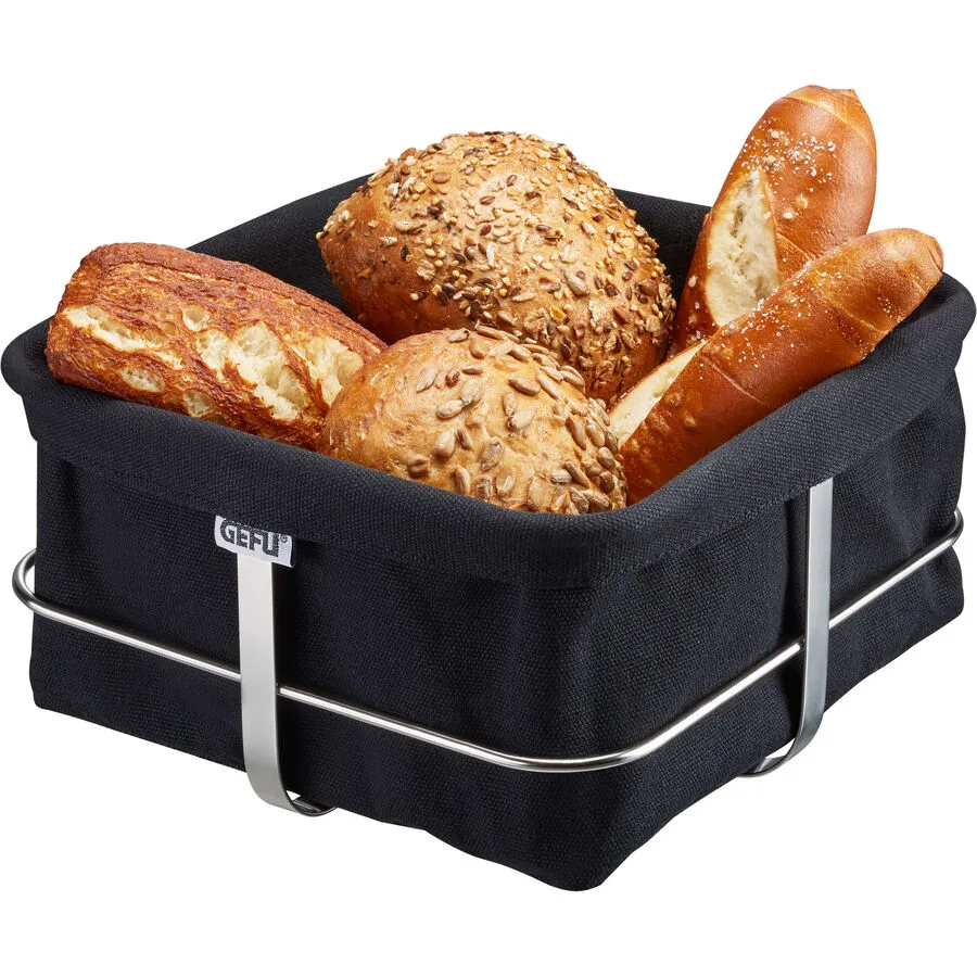 Brotkasten Bread schwarz Metall/Stoff T 22 cm