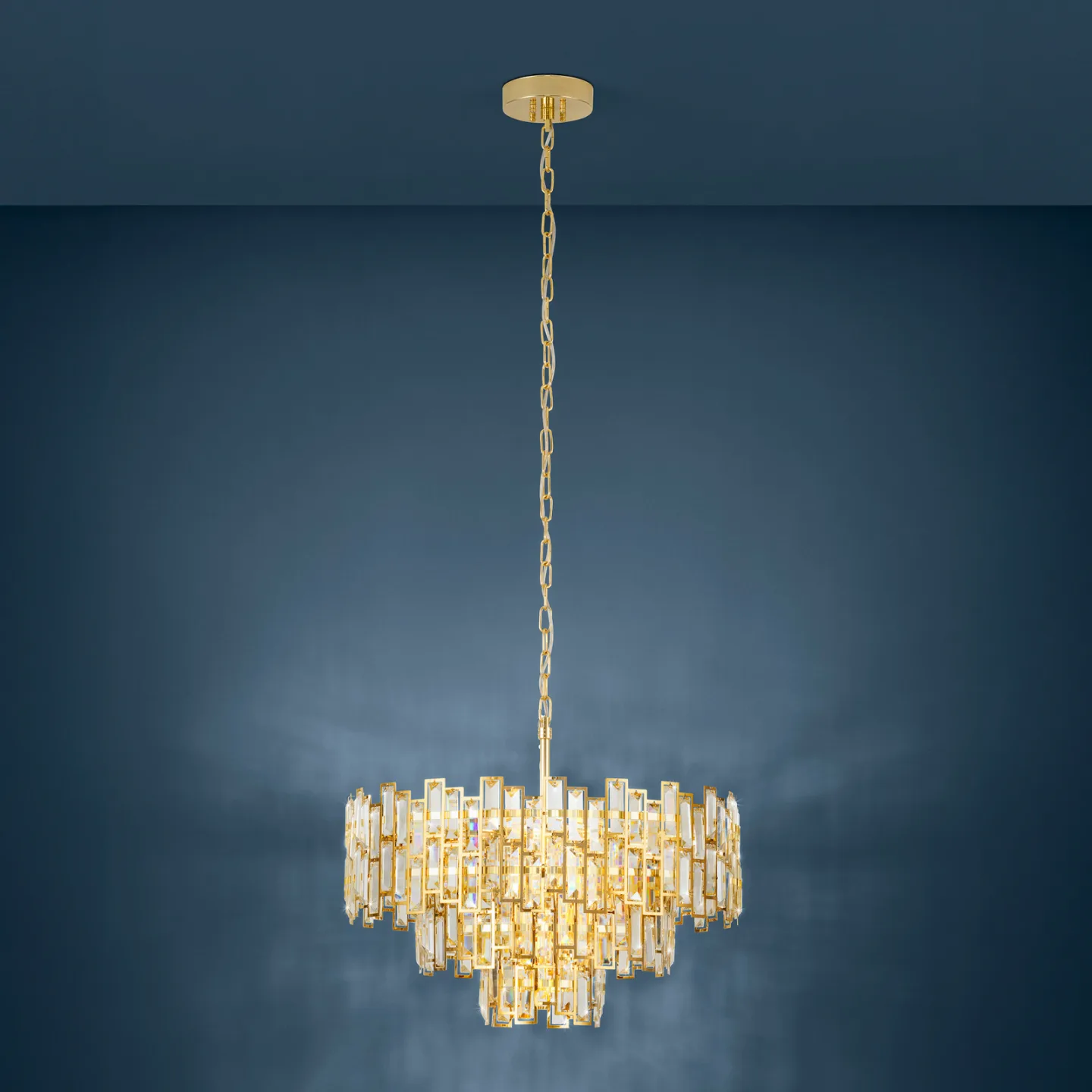 Calmeilles Hängelampe, messing Ø 63 cm Glas - Stars of Light - Wohnzimmer - Mehrflammig