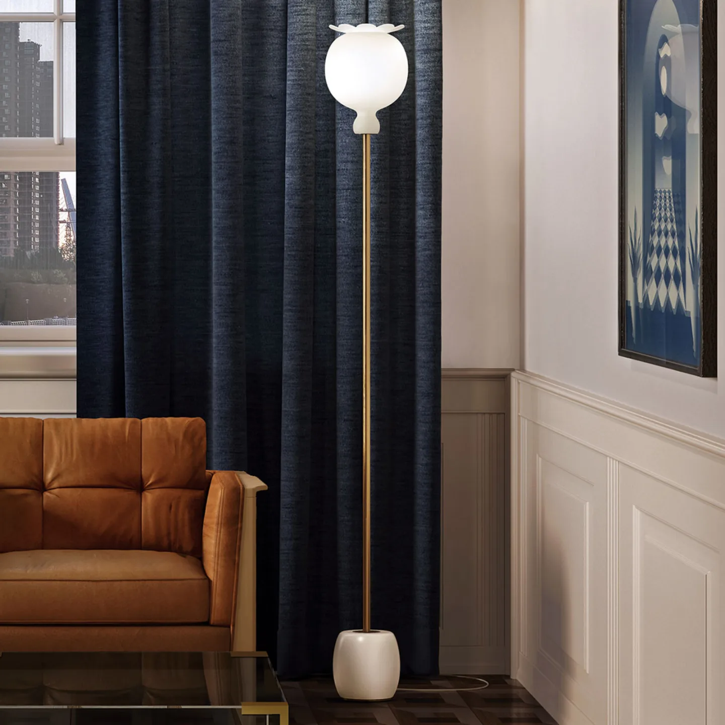 Opyo Stehleuchte White - KDLN - Wohnzimmer - Design - Metall - Mit Schirm