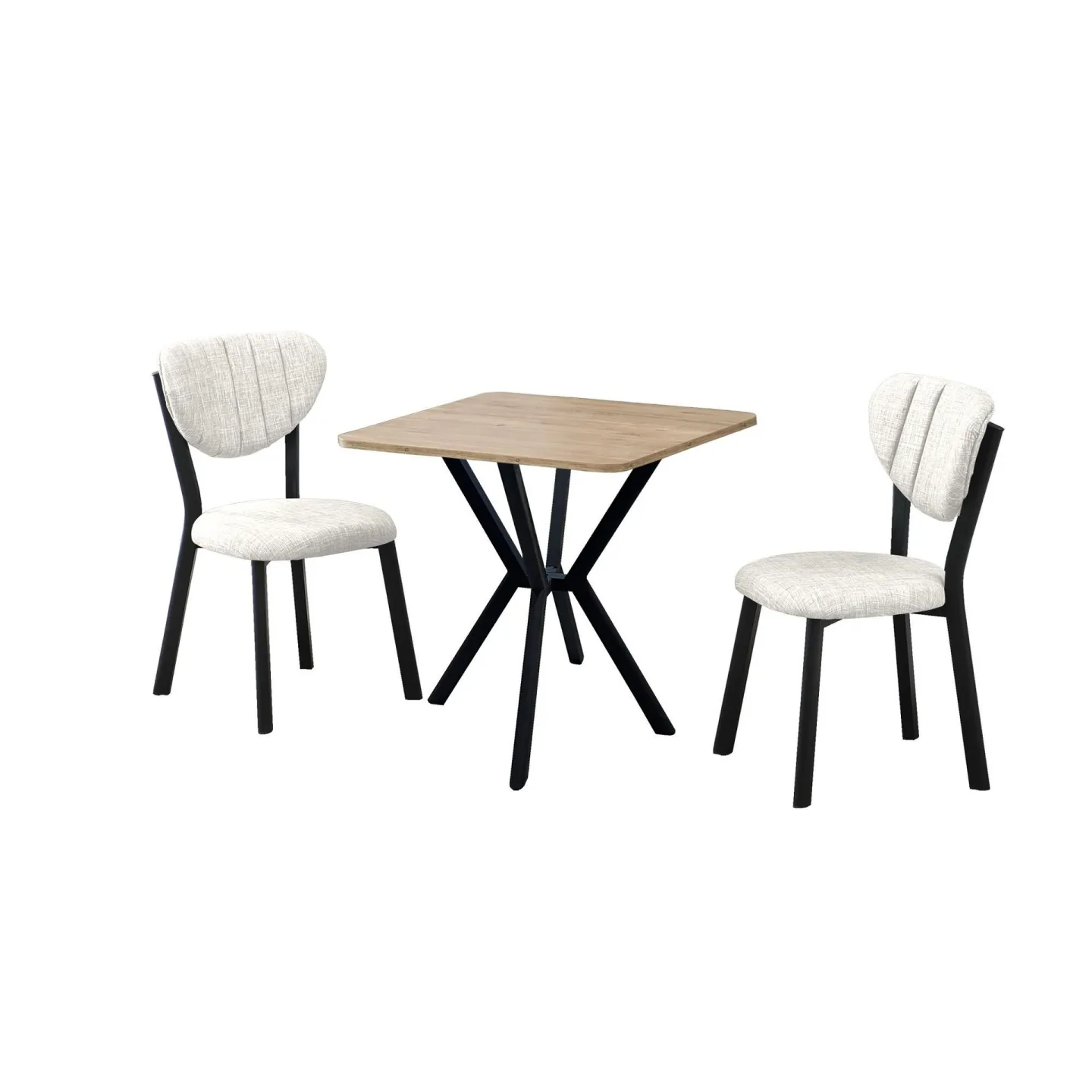 Krylor Matgrupp Bord 70 cm + 2 Stolar - Kräm Valnöt