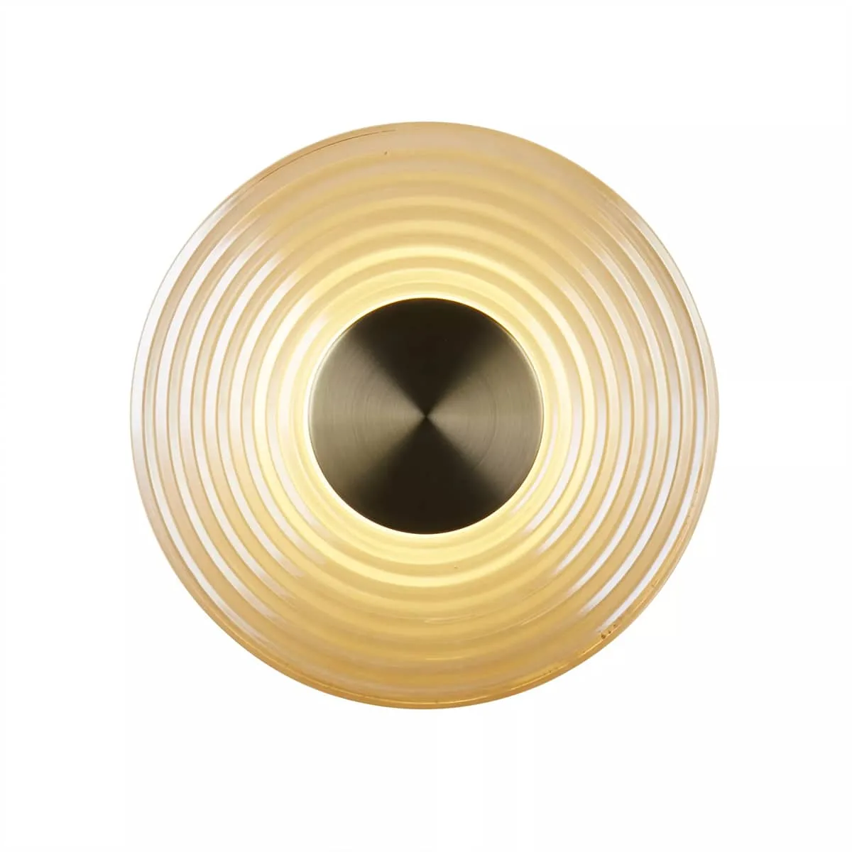 Cleo LED Vägglampa Antikmässing med bärnstensfärgat glas