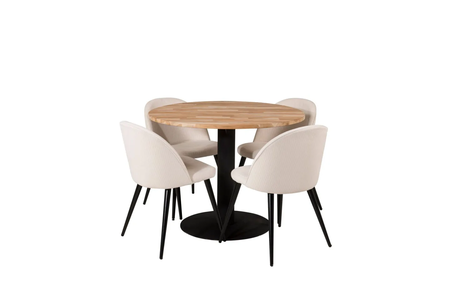 Ezra Matgrupp 100 cm Rund med 4 Sedavi Stolar - Beige