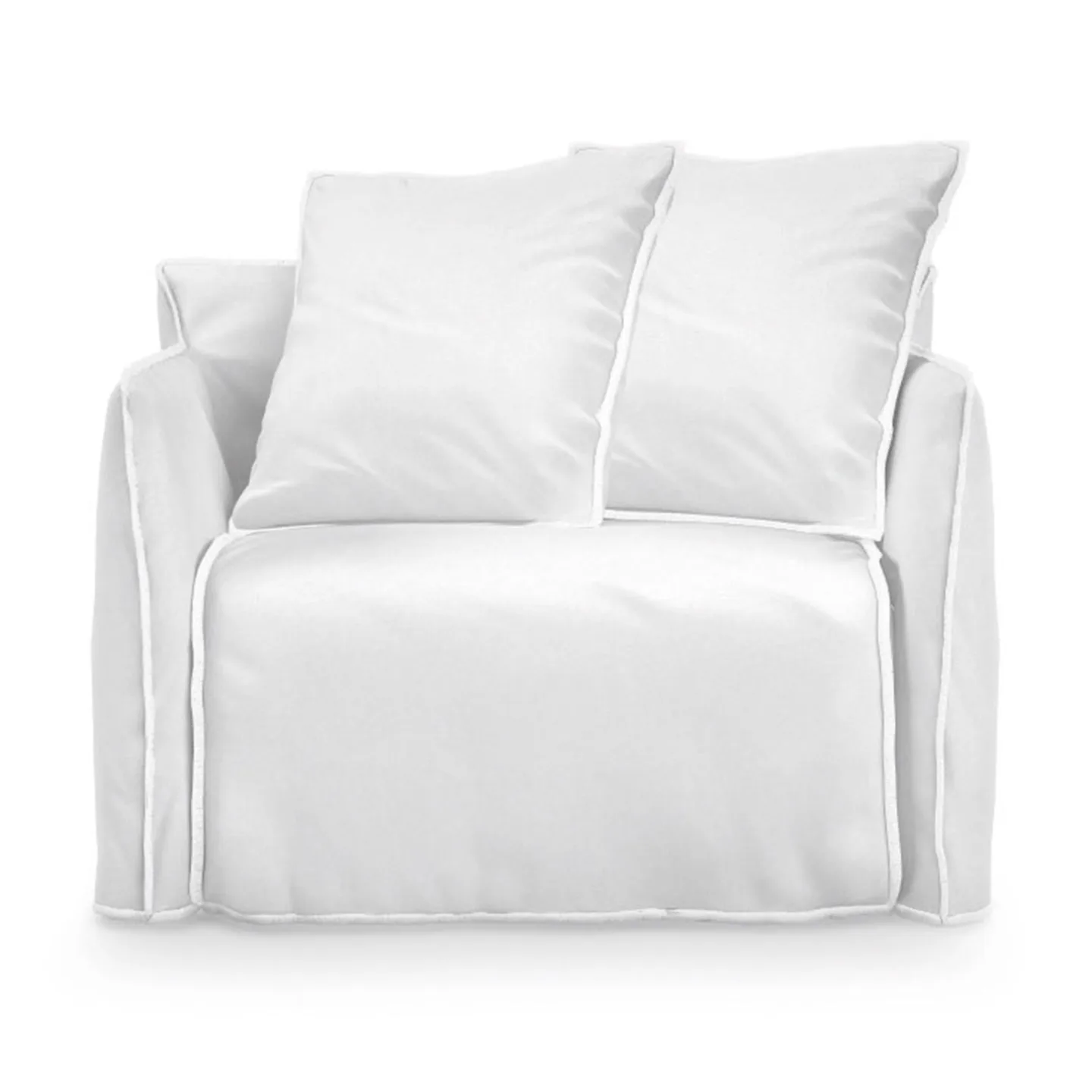 Gervasoni - Ghost Out 09 Armchair Aspen 03/White Seems - Matstolar utomhus - Paola Navone - Vit - Syntetiskt