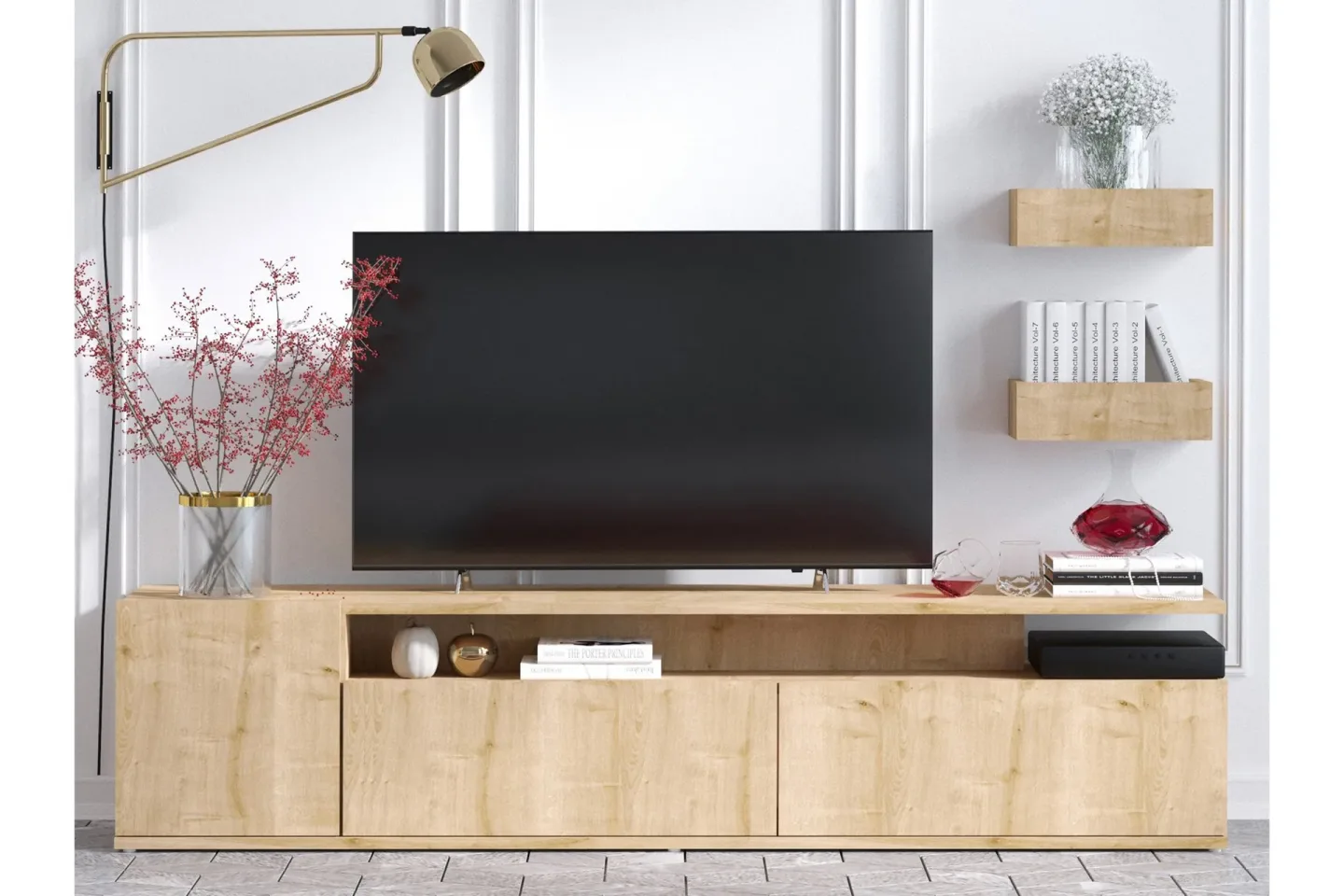 Sinox Tv-bänk 180 cm - Natur/Vit