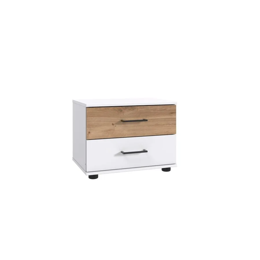 Nachttisch Tiby Plankeneiche/Weiss/Eiche Nachbildung Holzwerkstoff B 52 H 40 cm