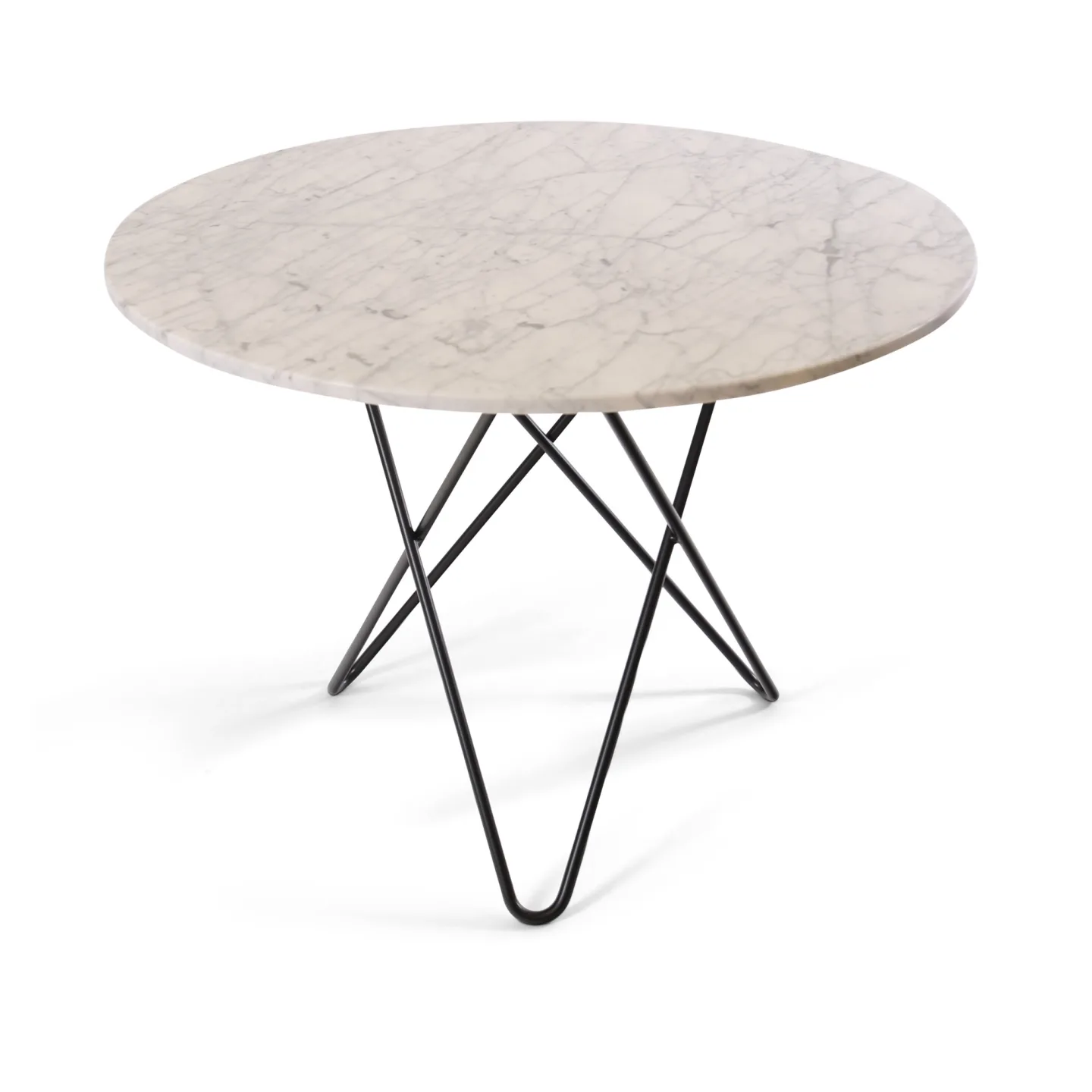 OX Denmarq - O Dining Table Ø100, Black Steel Frame, Top: White Marble - Matbord - Dennis Marquart - Vit - Metall/Sten