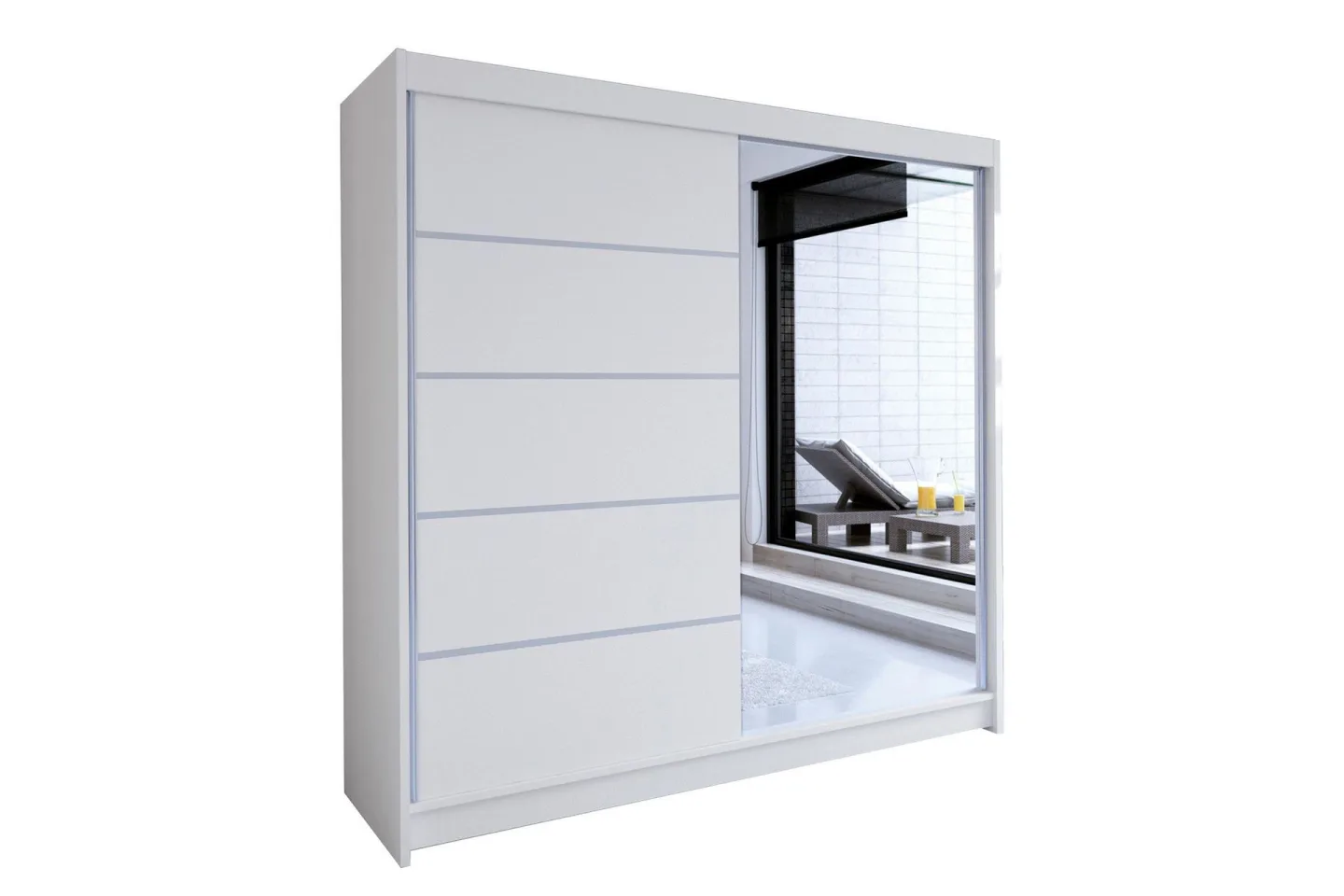 Canderbury Garderob med Spegel 180x215 cm - Vit