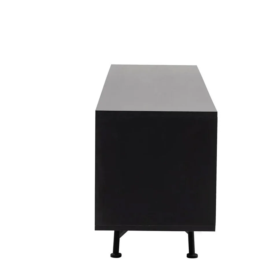 TV-Möbel Yasam schwarz/natur Melaminbeschichtete Spanplatte/Rattan B 180 cm 20 kg
