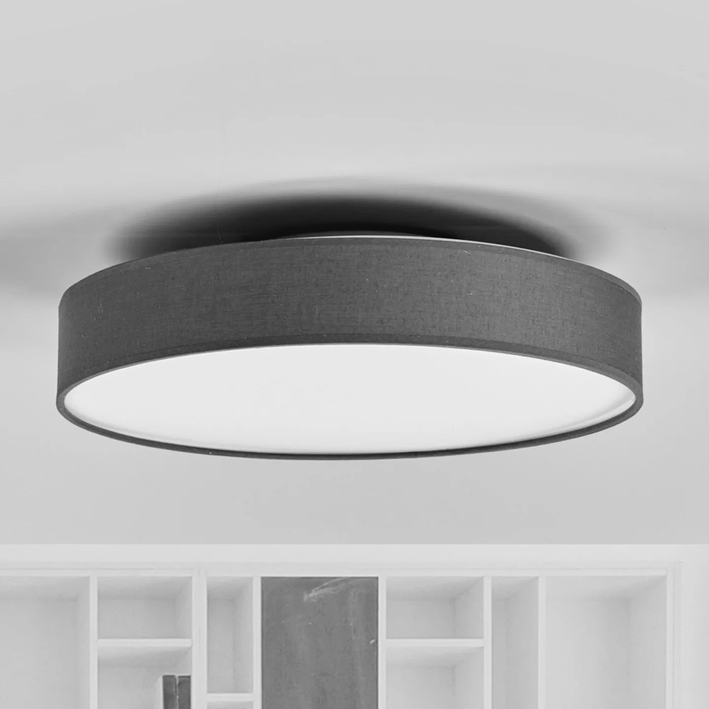 Saira Deckenleuchte Ø40 Grey/White - Lindby - Wohnzimmer - Modern - Stoff / Textil - Rund