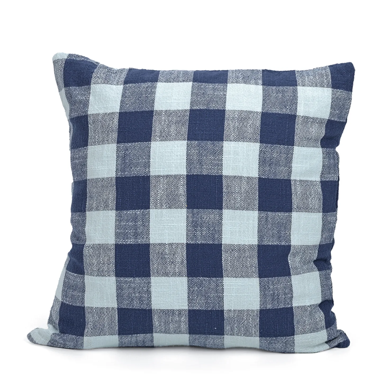 Putetrekk - Isela check cotton cushion cover (marineblå/lyseblå) (Størrelse: 45 x 45 cm)