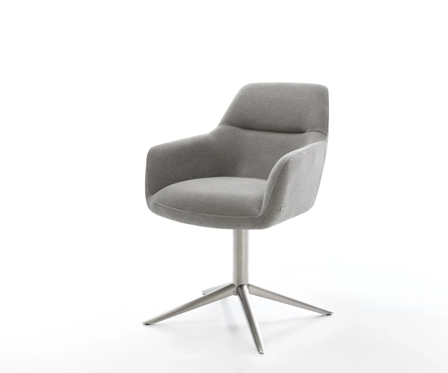 Drehstuhl Pejo-Flex Strukturstoff Soft Grau Fußkreuz Edelstahl 360° drehbar Wippfunktion Taschenfederkern