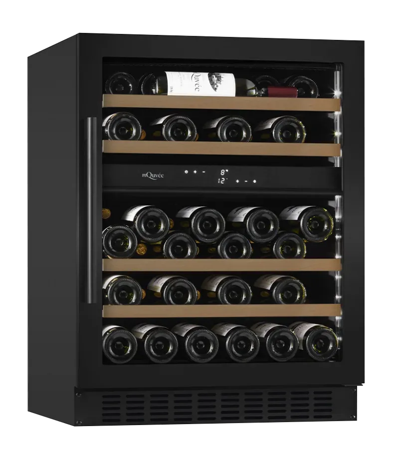 Weinkühlschrank einbau 60 cm - mQuvée WineCave 700 60D Anthracite Black, schwarz, 2 Temperaturzonen