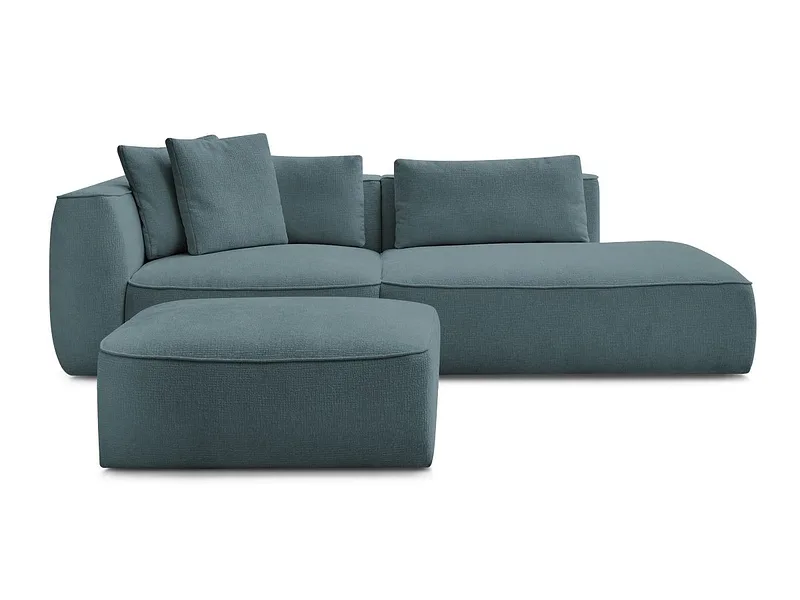 3er Sofa mit Hocker BOBOCHIC LEOPOLD Stoff mit Textur dunkelblau