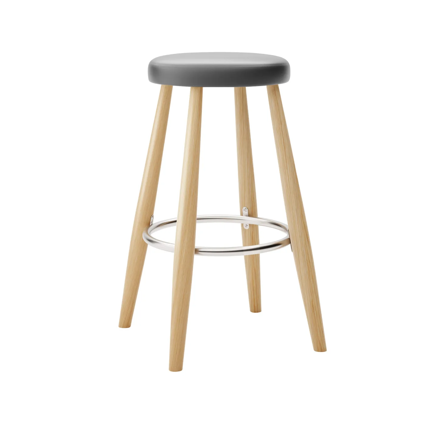 Carl Hansen - CH58 Low Stool, Klarlackad Ek, Lädergrupp A Loke - 7150 - Barstolar - Hans J. Wegner - Träfärgad - Läder/Metall/Trä