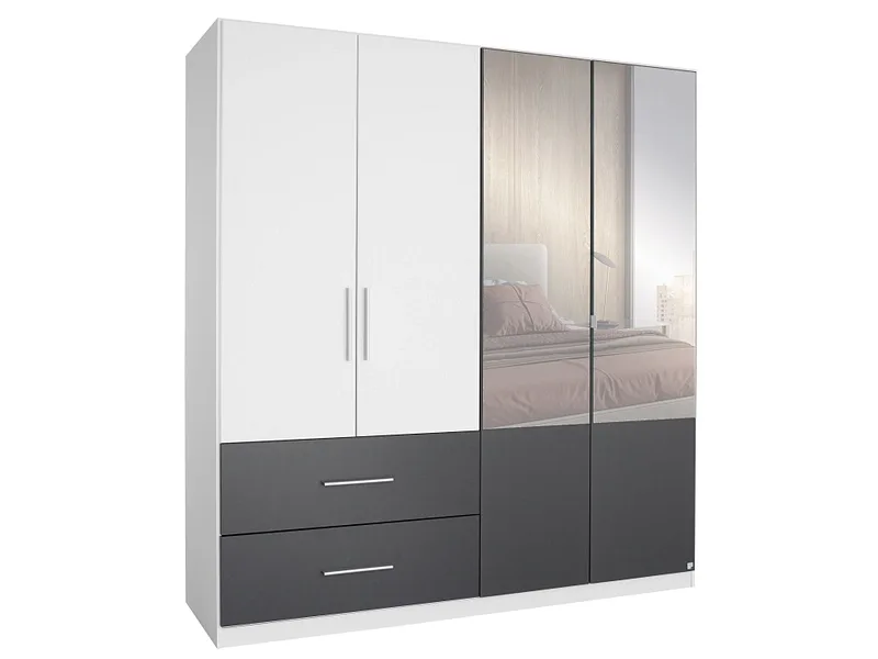 Drehtürenschrank WILLOW anthrazit 4 Türen 2 Schubladen