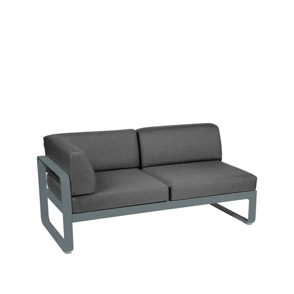 Fermob Bellevie Corner modulsoffa 2-sits Storm grey (grå)-graphite grey dyna-vänster