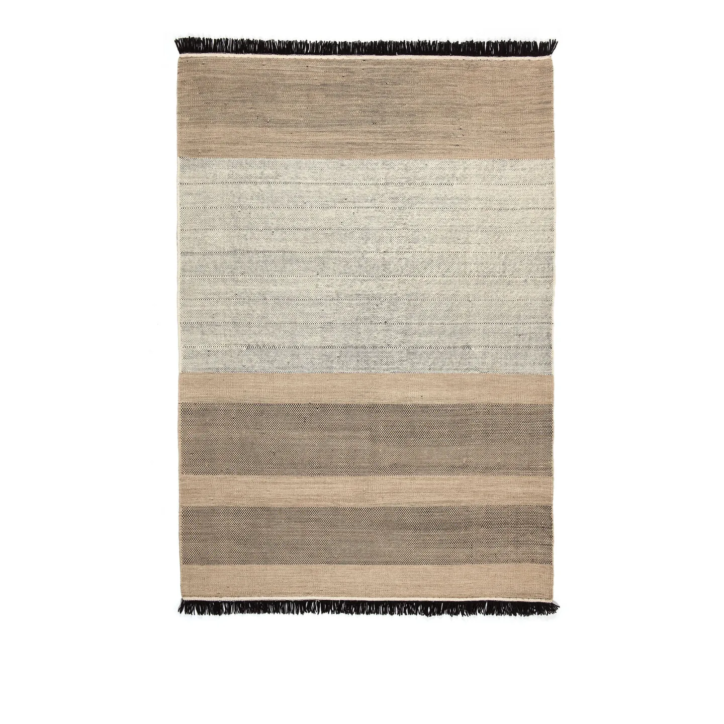 Nanimarquina - Tres Stripes Black Rug 170x240 cm - Ullmattor - Elisa Padrón,Nani Marquina - Flerfärgad,Mönstrad,Beige