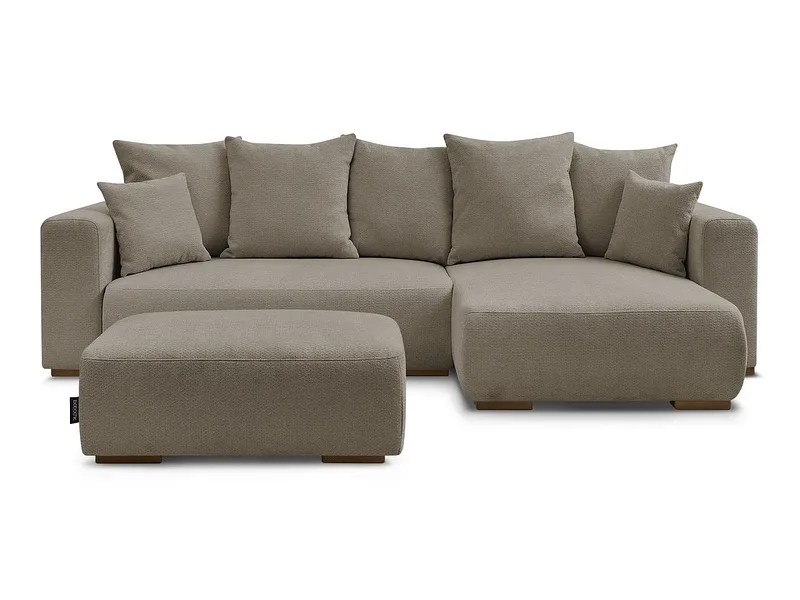 Ecksofa mit Hocker BOBOCHIC SIDONIE Stoff chiniert taupe