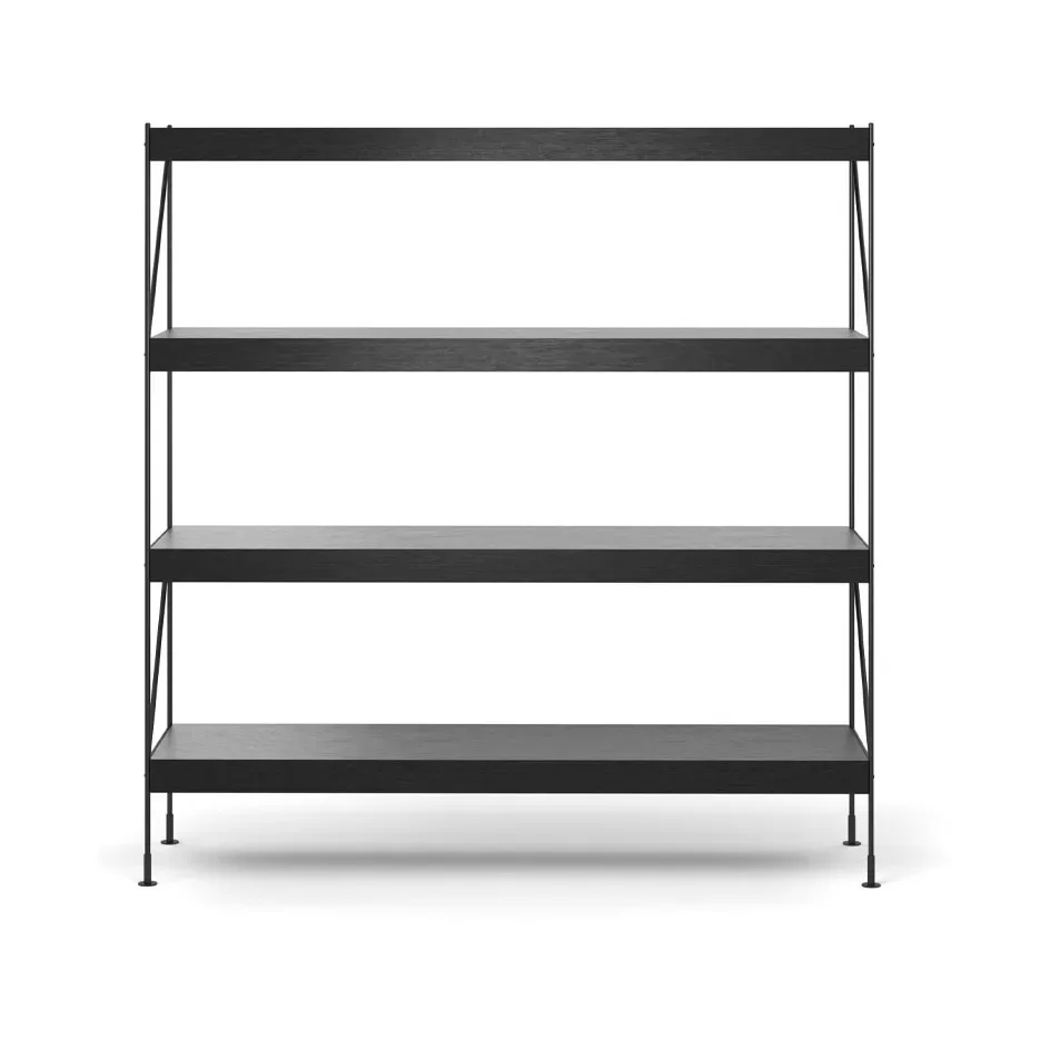 Audo Copenhagen Zet Regalsystem Oak black stained, 1 x 4, black steel base