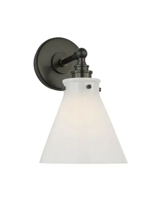 Parkington Small Single Wall Light Bronze/White glass