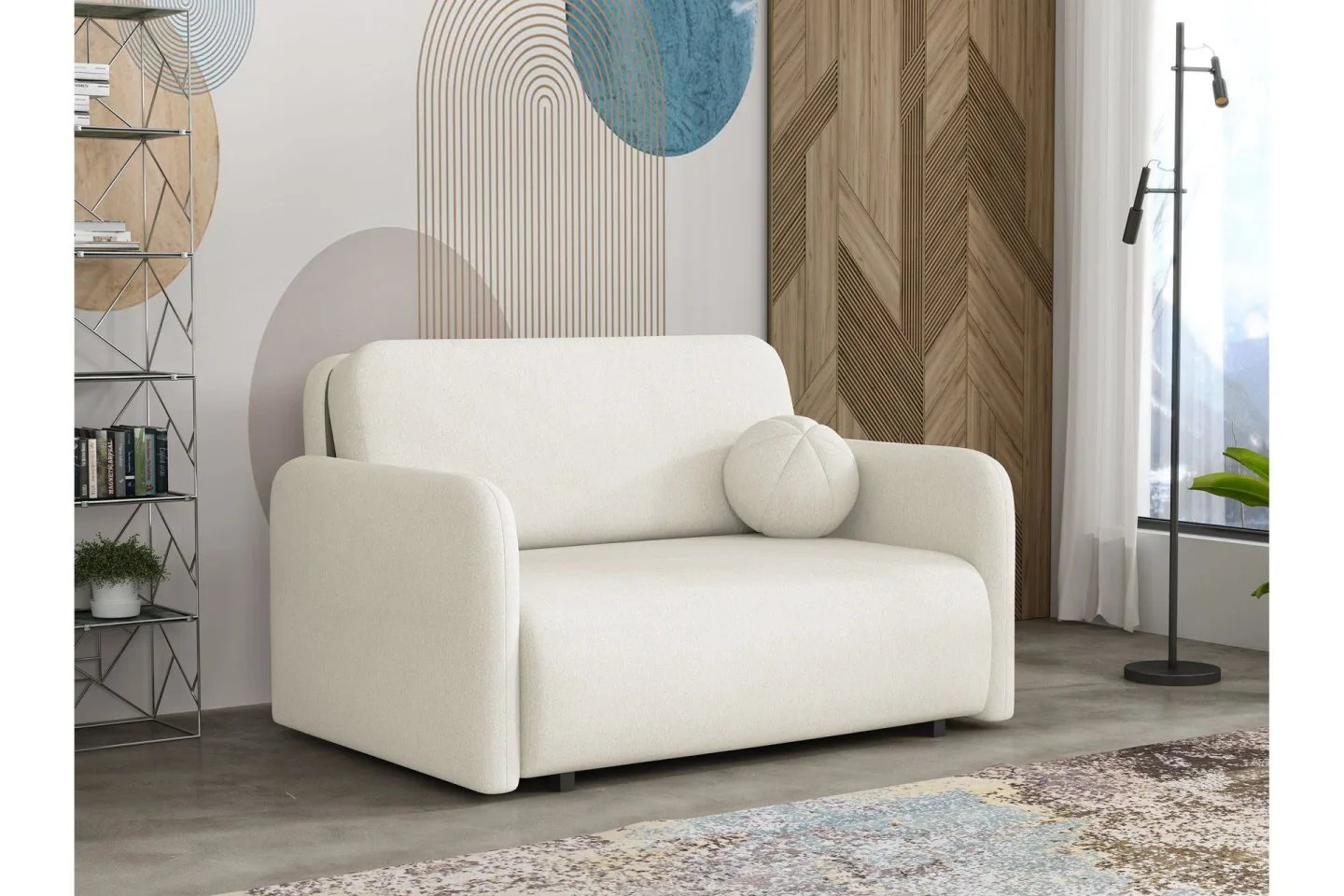 Ajmeri Bäddsoffa 2-sits i Plysch - Beige