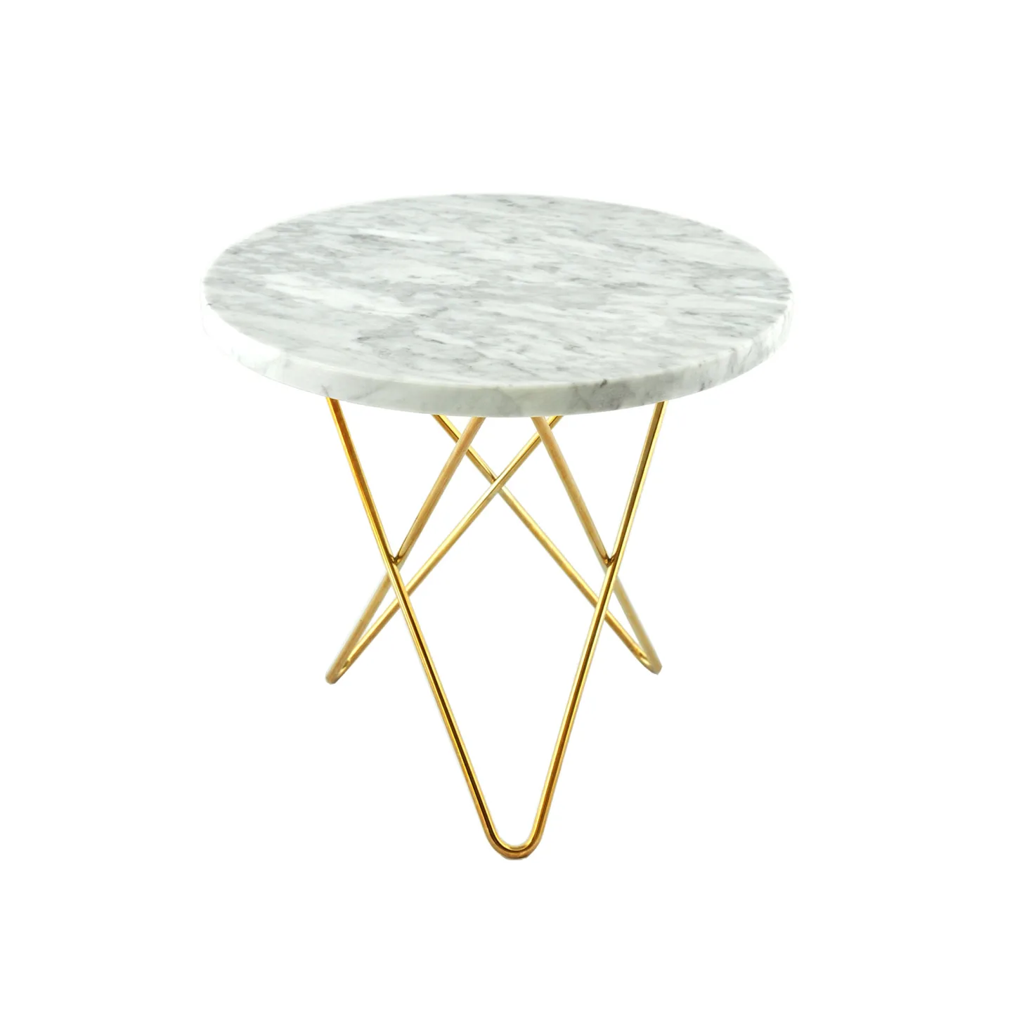 OX Denmarq - Mini O Table Brass Frame White Marble Top - Sidobord - Dennis Marquart - Vit - Metall/Sten