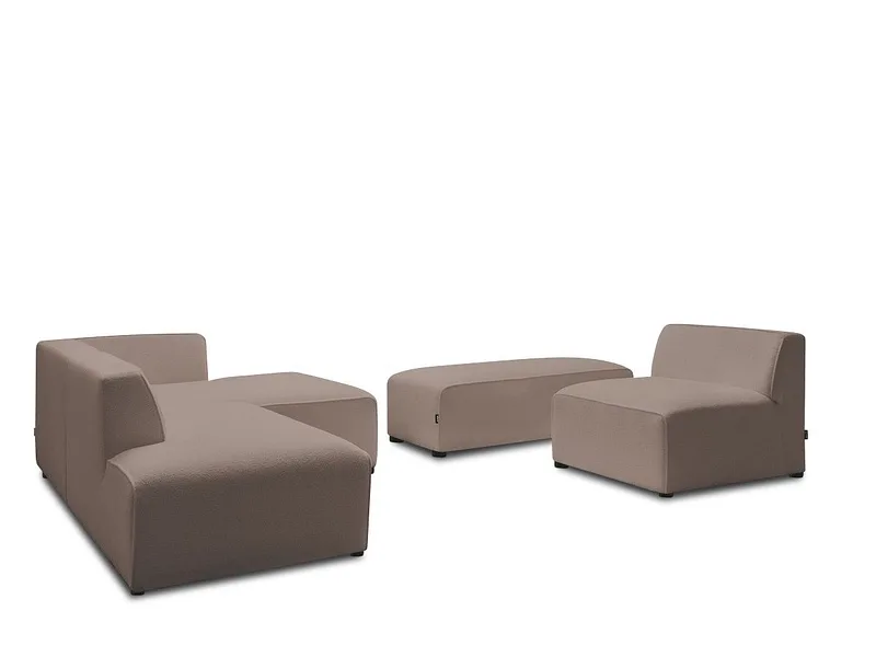 Ecksofa mit Hocker BOBOCHIC MEGEVE Boucle-Stoff rotbraun