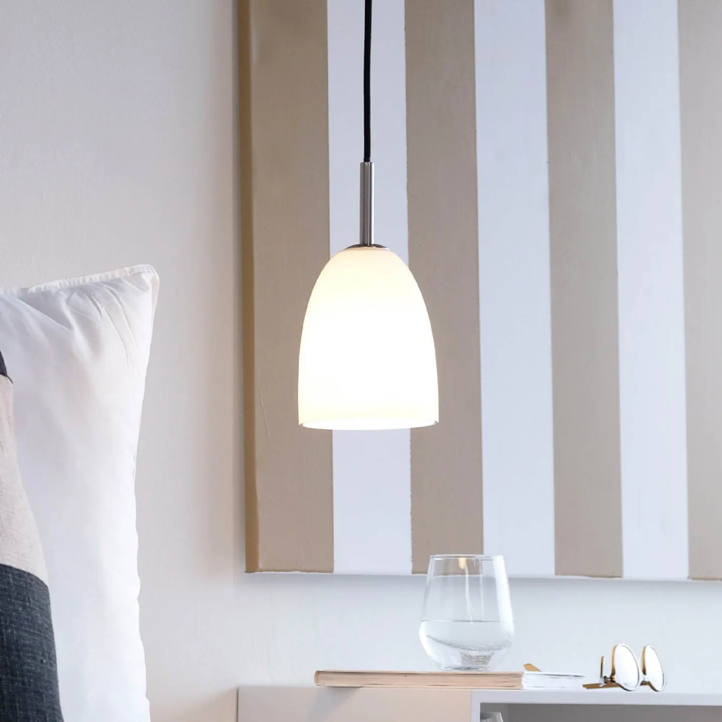 Jazz Pendel Ø12 Opal/Brushed Steel - Dyberg Larsen - Stue - Skandinavisk - Glas - Med én lyskilde