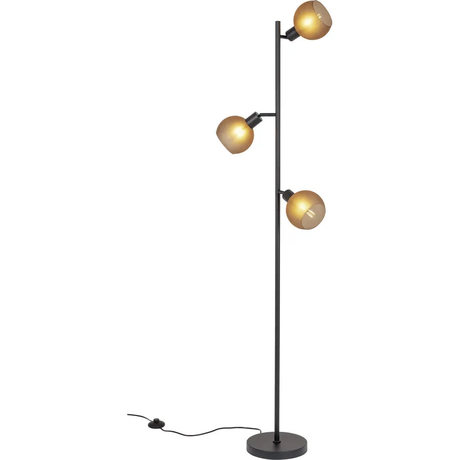 Stehlampe Carini Glas/Metall schwarz 3xE14 - Material: Metall/Glas
