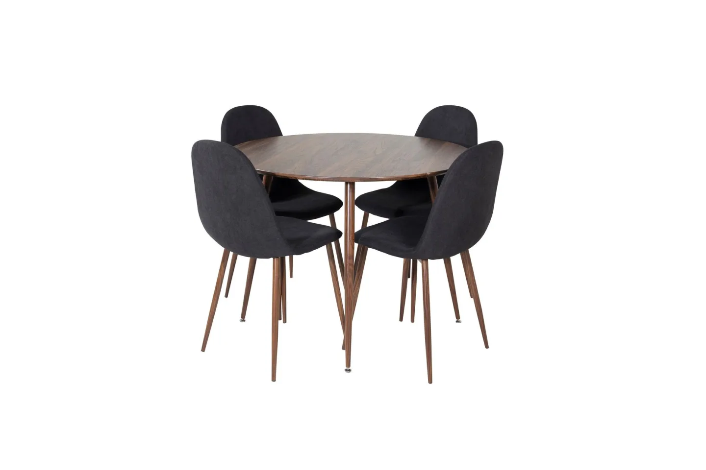 Plaza Matgrupp 100 cm Rund med 4 Polar stolar - Svart