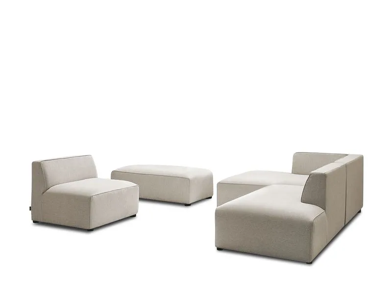 Ecksofa mit Hocker BOBOCHIC MEGEVE Stoff chiniert beige
