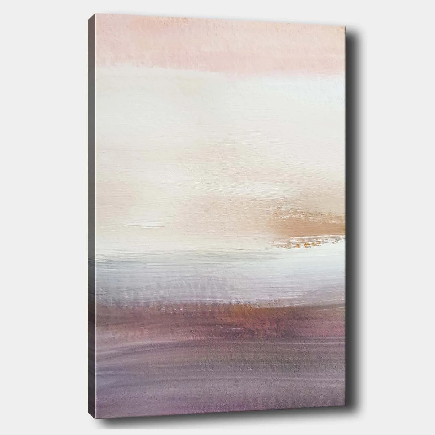 Canvastavla 70x100 cm - Abstrakt landskap med mjuka färgövergångar i pastelltoner - Ljusrosa / Beige / Lila