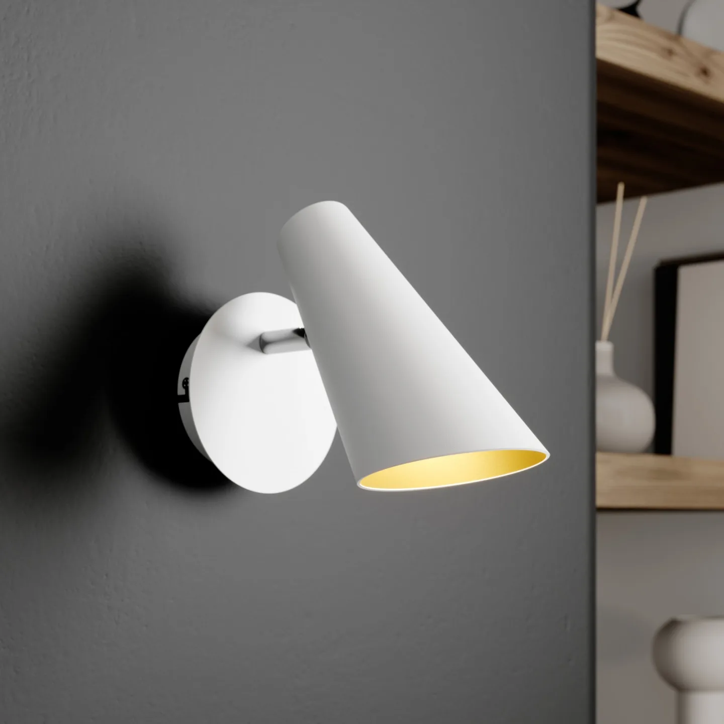 Wibke Wandleuchte White - Lucande - Wohnzimmer - Skandinavisch - Metall - Einflammig
