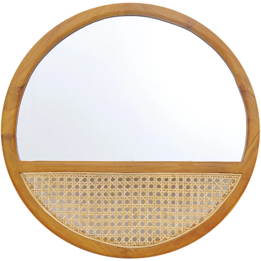Spiegel Tan Natur Teak/Rattan B 60 H 60 cm