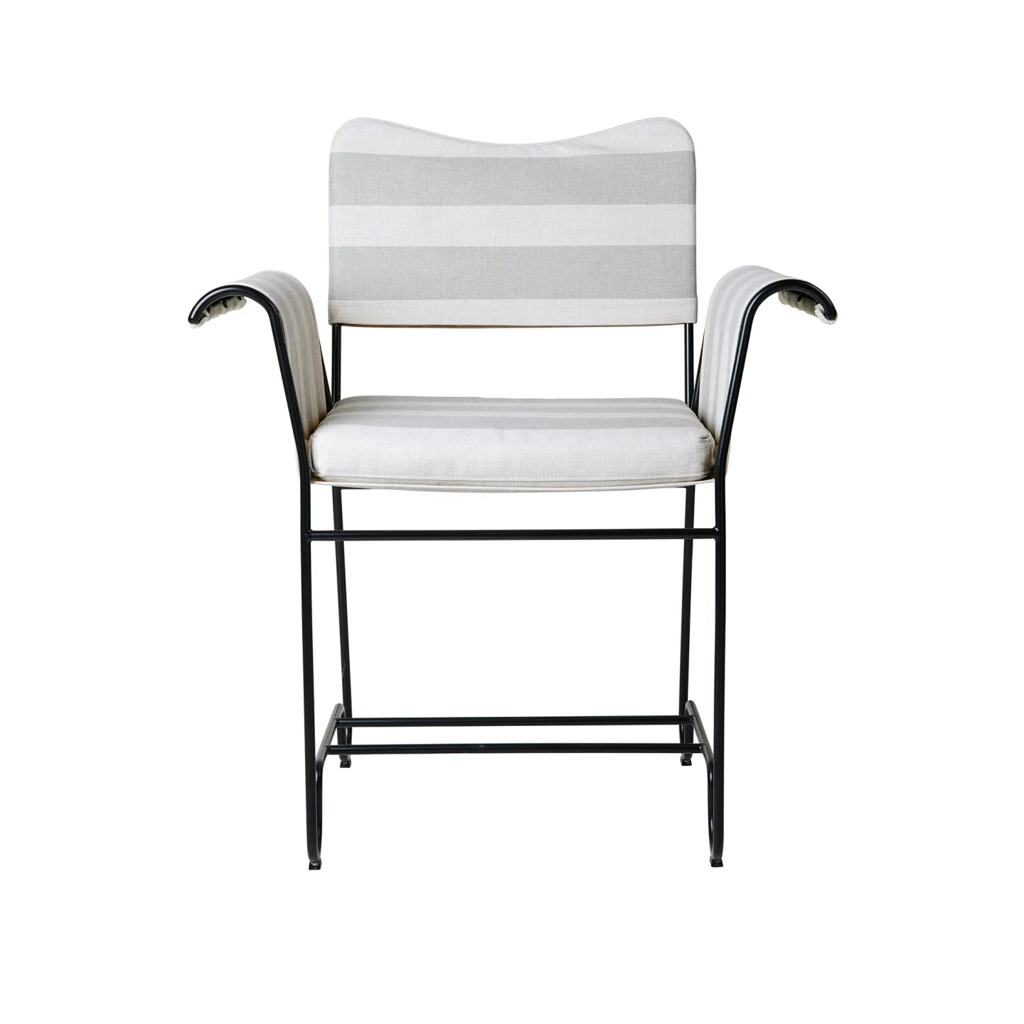 Gubi - Tropique Dining Chair - w/o Fringes Classic Black Base, Leslie Stripe, Limonta 20 - Matstolar utomhus - Mathieu Matégot - Beige,Vit - Textilmaterial