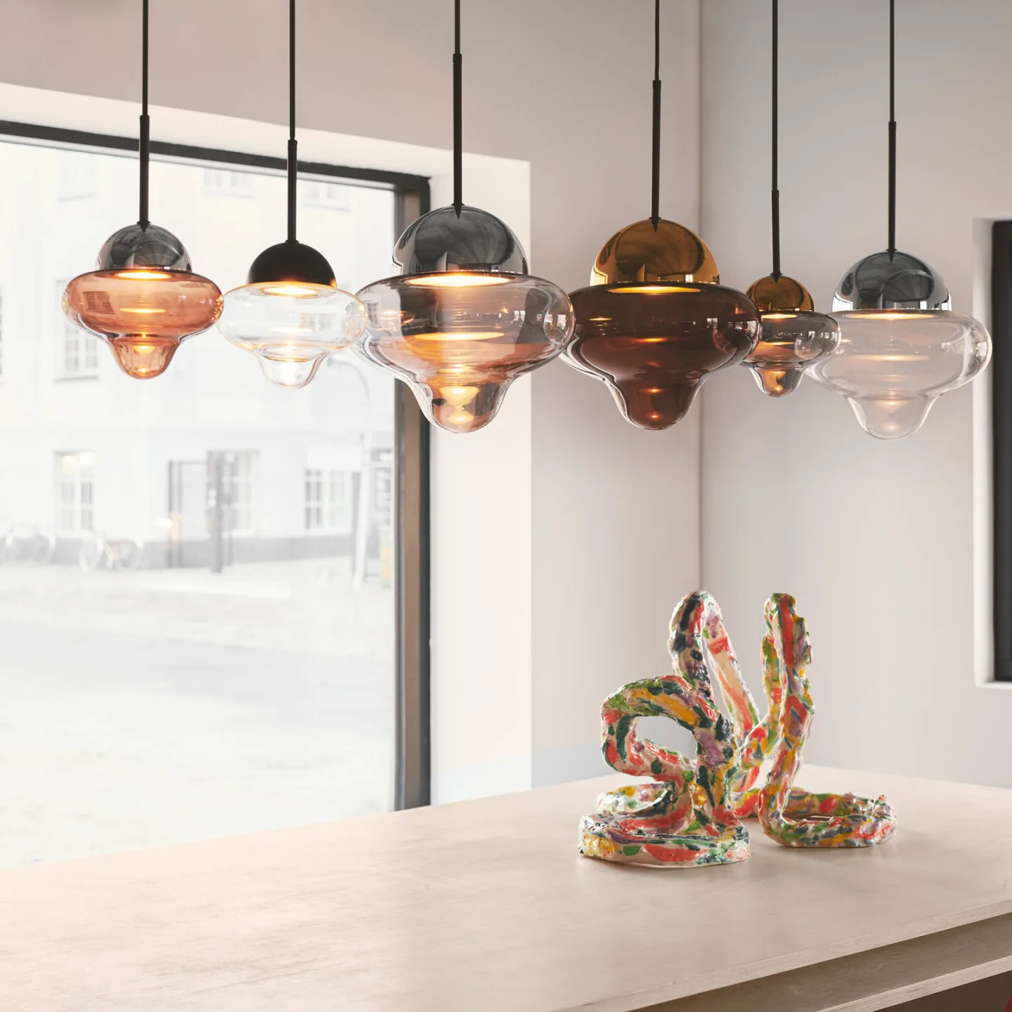 Nutty Pendelleuchte Brown/Chrome - Design By Us - Wohnzimmer - Glas - Einflammig