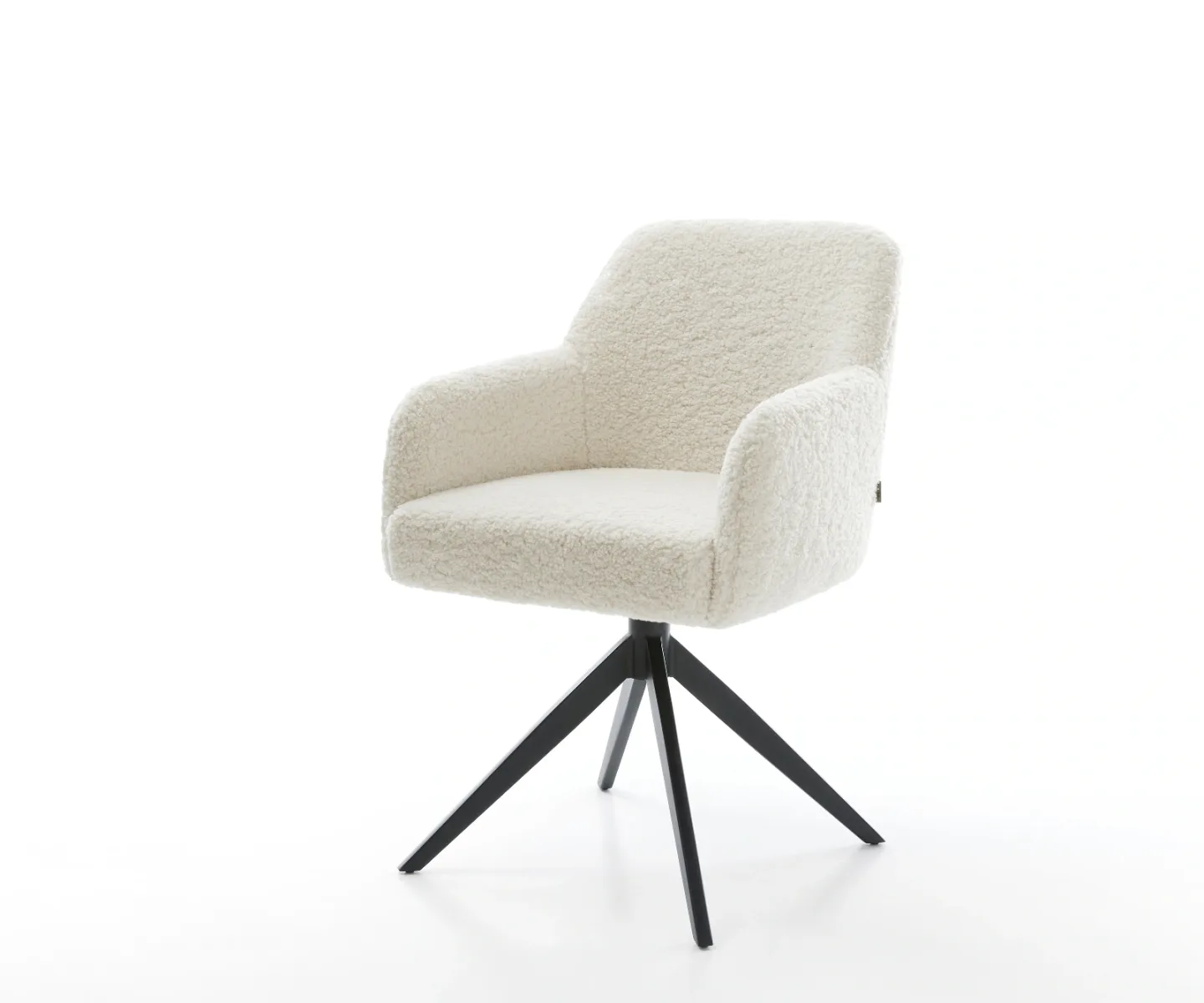 Drehstuhl Greg-Flex Teddystoff Beige Kreuzgestell breit Schwarz 360° drehbar Wippfunktion Taschenfederkern