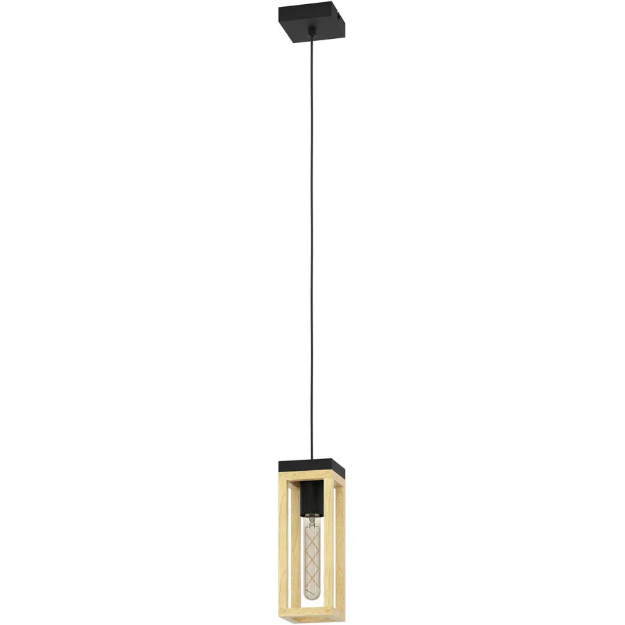 Eglo Pendellampe Nafferton Braun/Schwarz Stahl/Holz 10 cm 110 cm - Material: Holz/Stahl