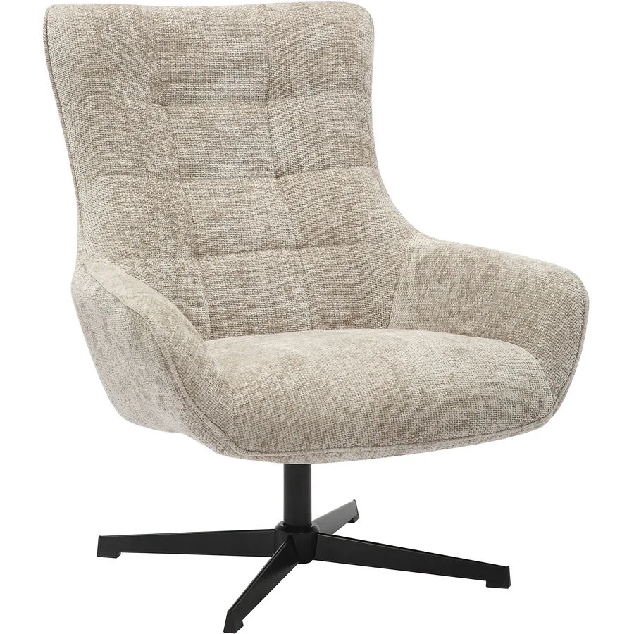 Sessel Idis Hellgrau, Schwarz Polyester Chenillestoff, Metall B 81 T 85 H 103 cm