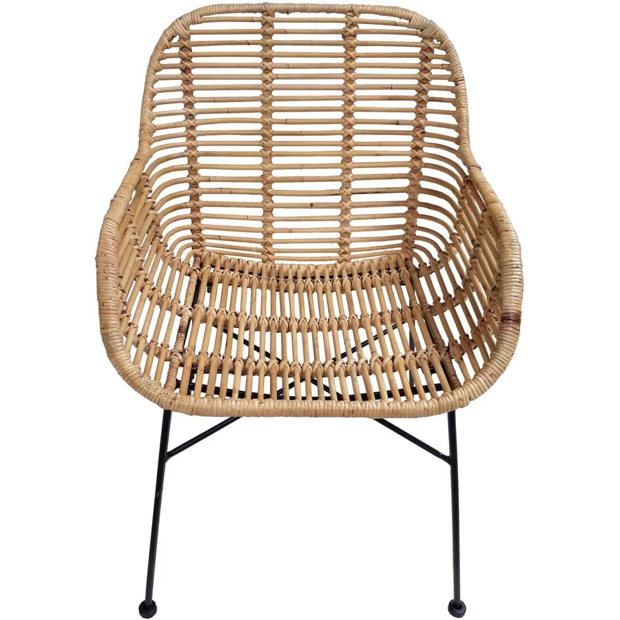 Armlehnstuhl 2er-Set Tan naturbraun, schwarz Rattan, Metall