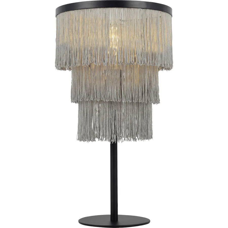 Tischlampe Charente Grau/Schwarz Metall 25 cm 45 cm - Farbe: grau, schwarz