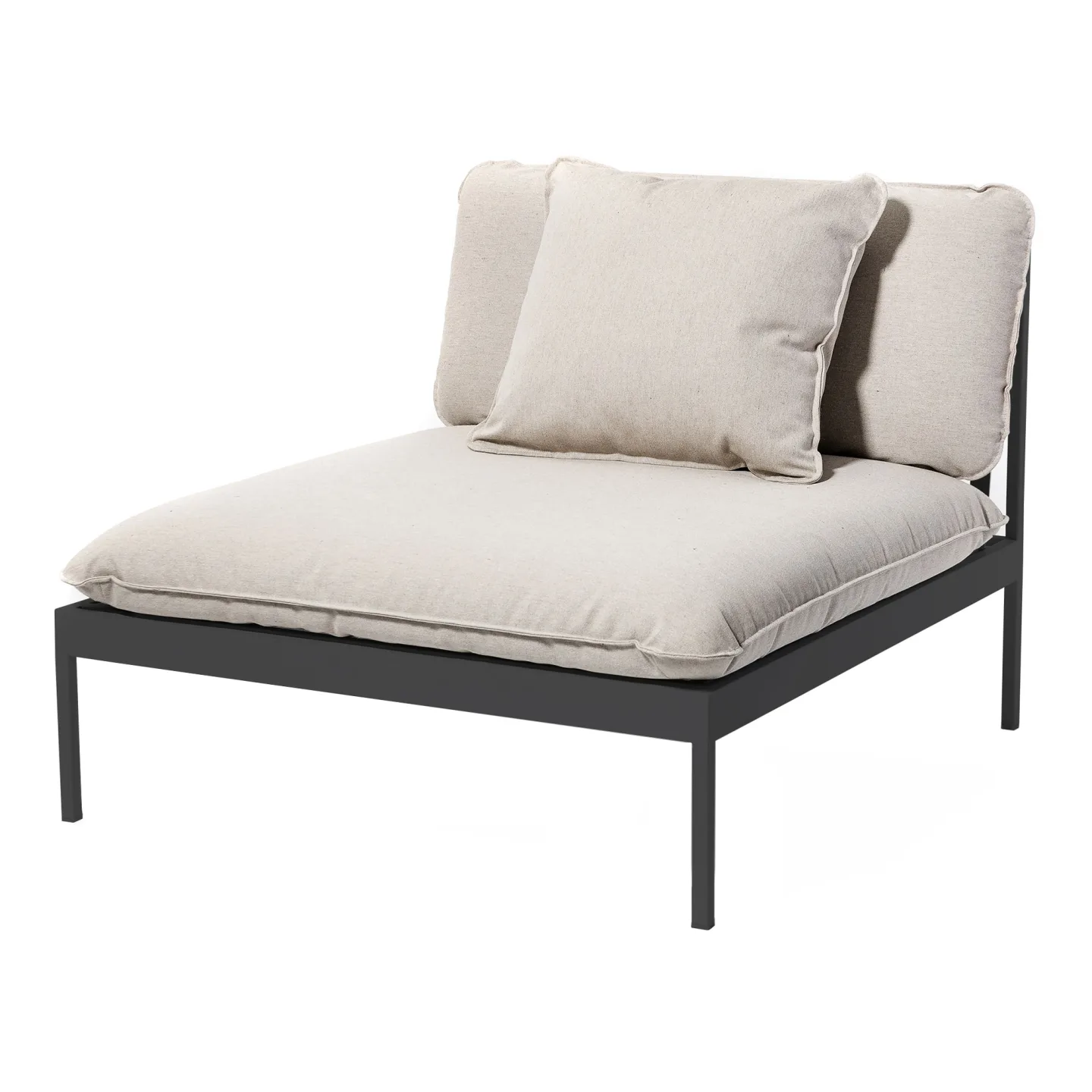Skargaarden - Bönan Lounge Chair, Dark Grey Aluminum Frame, Cushion Light Grey Sunbrella Ashe - Fåtöljer utomhus - Studio Norrlandet - Grå - Metall/Textilmaterial/Skum